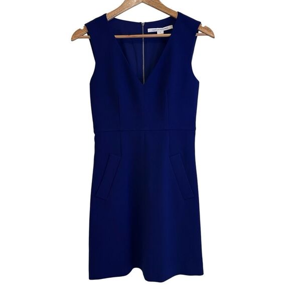 Diane Von Furstenberg Halle Deep Purple Sleeveless A-Line Sheath Dress Size 2 - Picture 3 of 11
